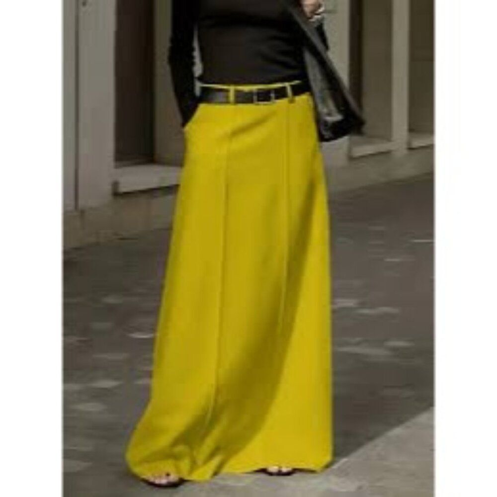 NWT Stylewe Women's Yellow Straight Maxi Shirt with Pockets Size L